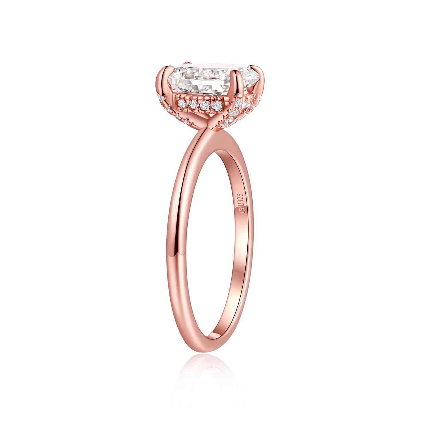 Anillo Ovalo Halo Oro Rosa