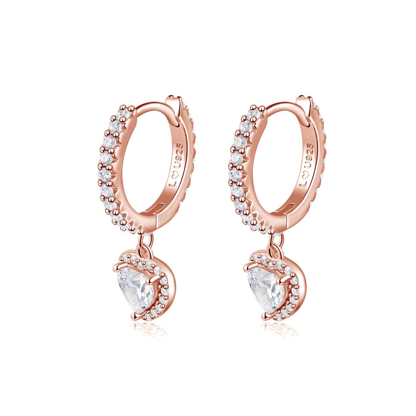 Argollas Corazón Halo Oro Rosa