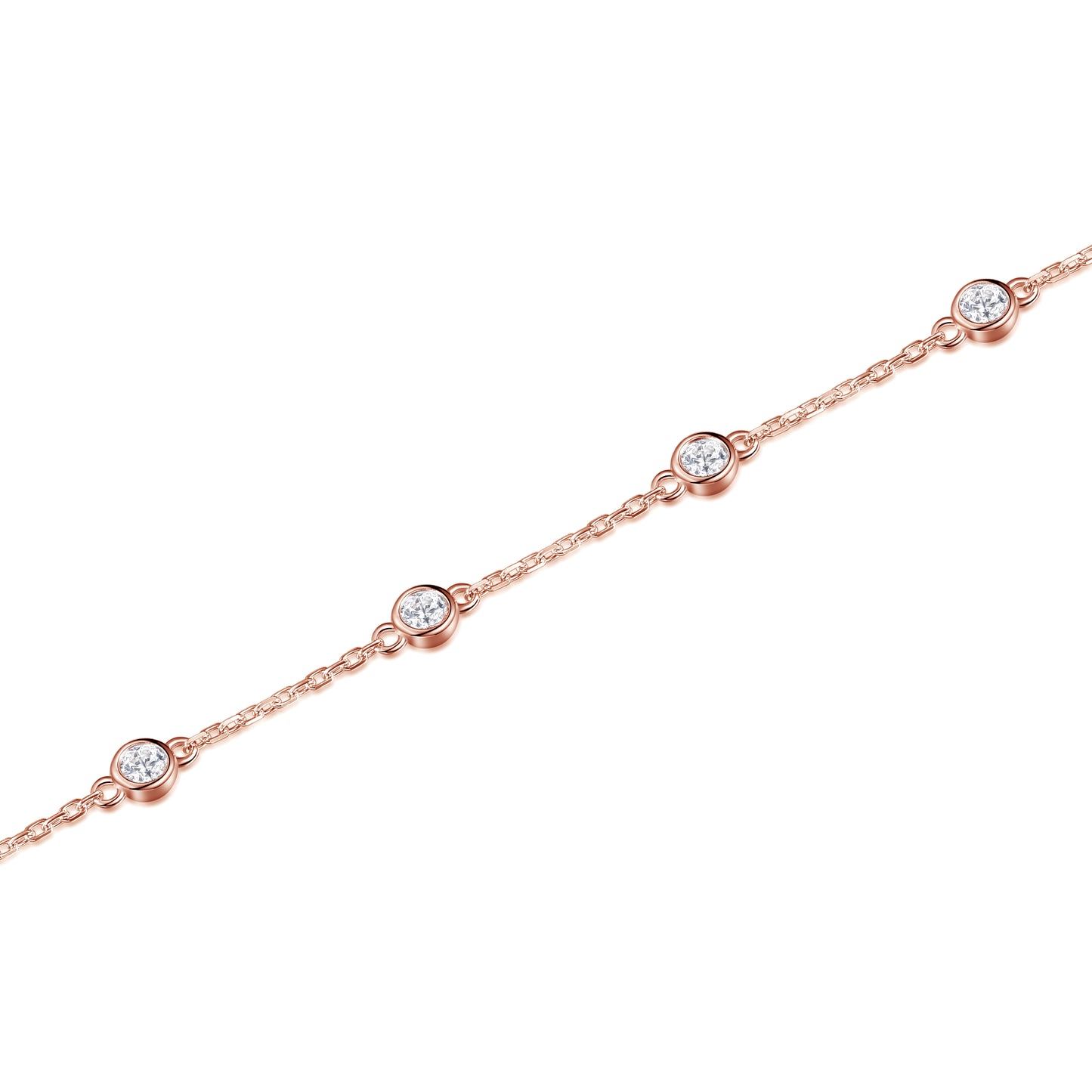 Pulsera Solitario Oro Rosa