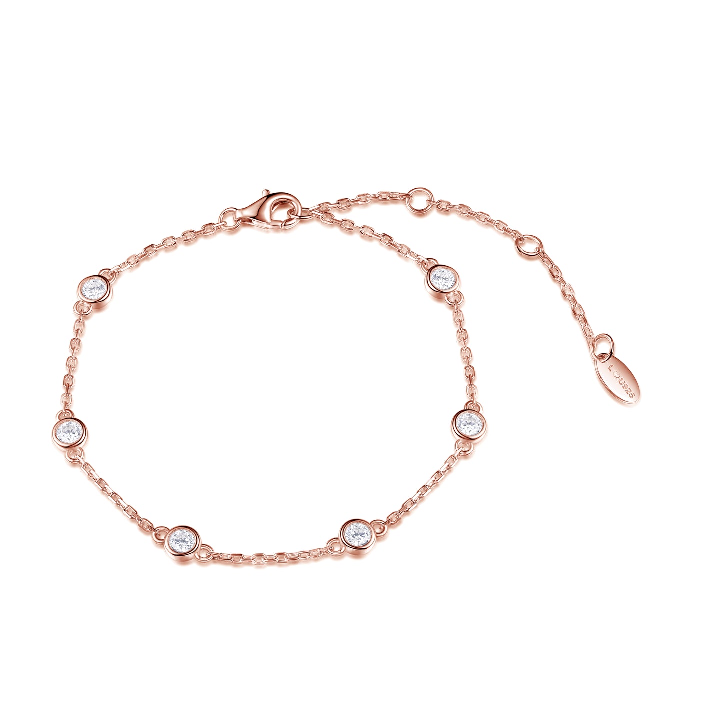 Pulsera Solitario Oro Rosa