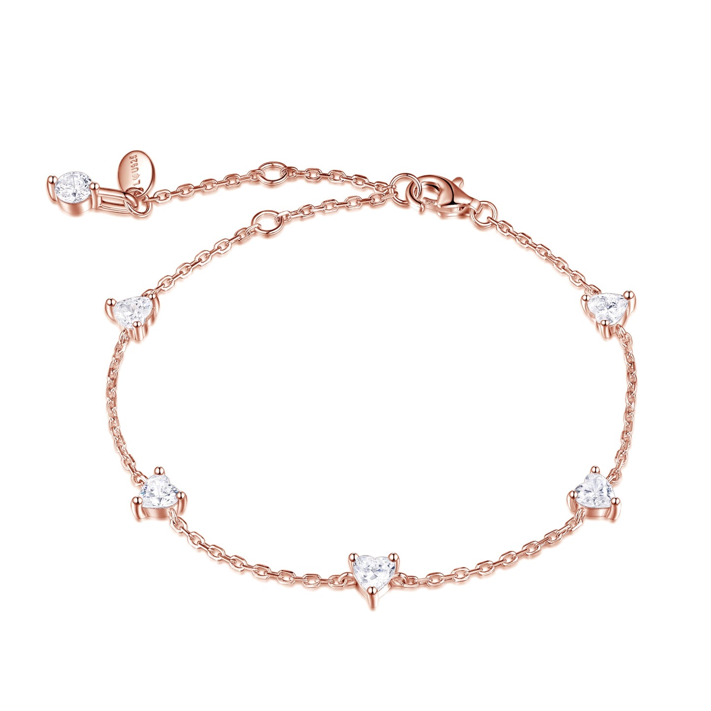 Pulsera 5 Corazones Oro Rosa