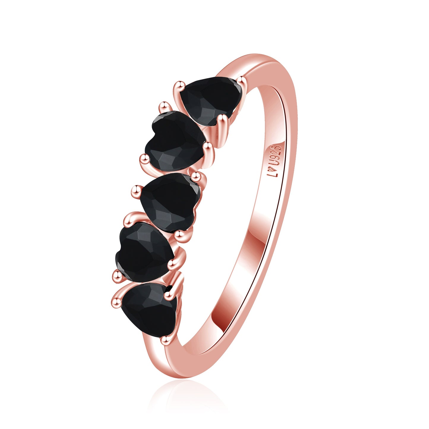 Anillo 5C Piedras Black Oro Rosa