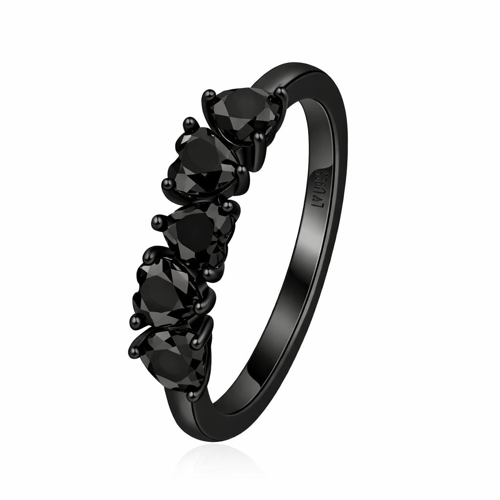 Anillo 5C All Black en plata 925 - Louty Joyería