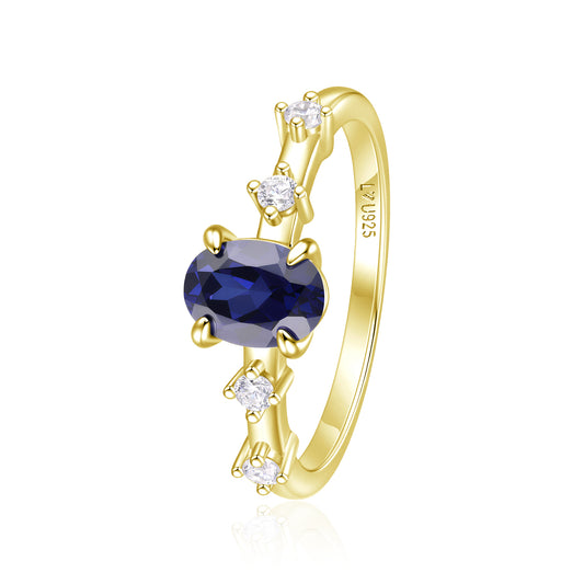 Anillo Zafiro Lab Oro Amarillo