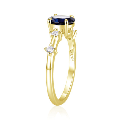 Anillo Zafiro Lab Oro Amarillo