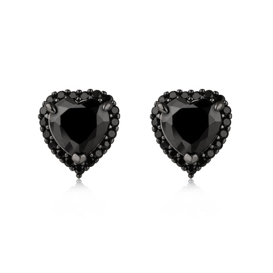 Aretes Corazón Halo Black