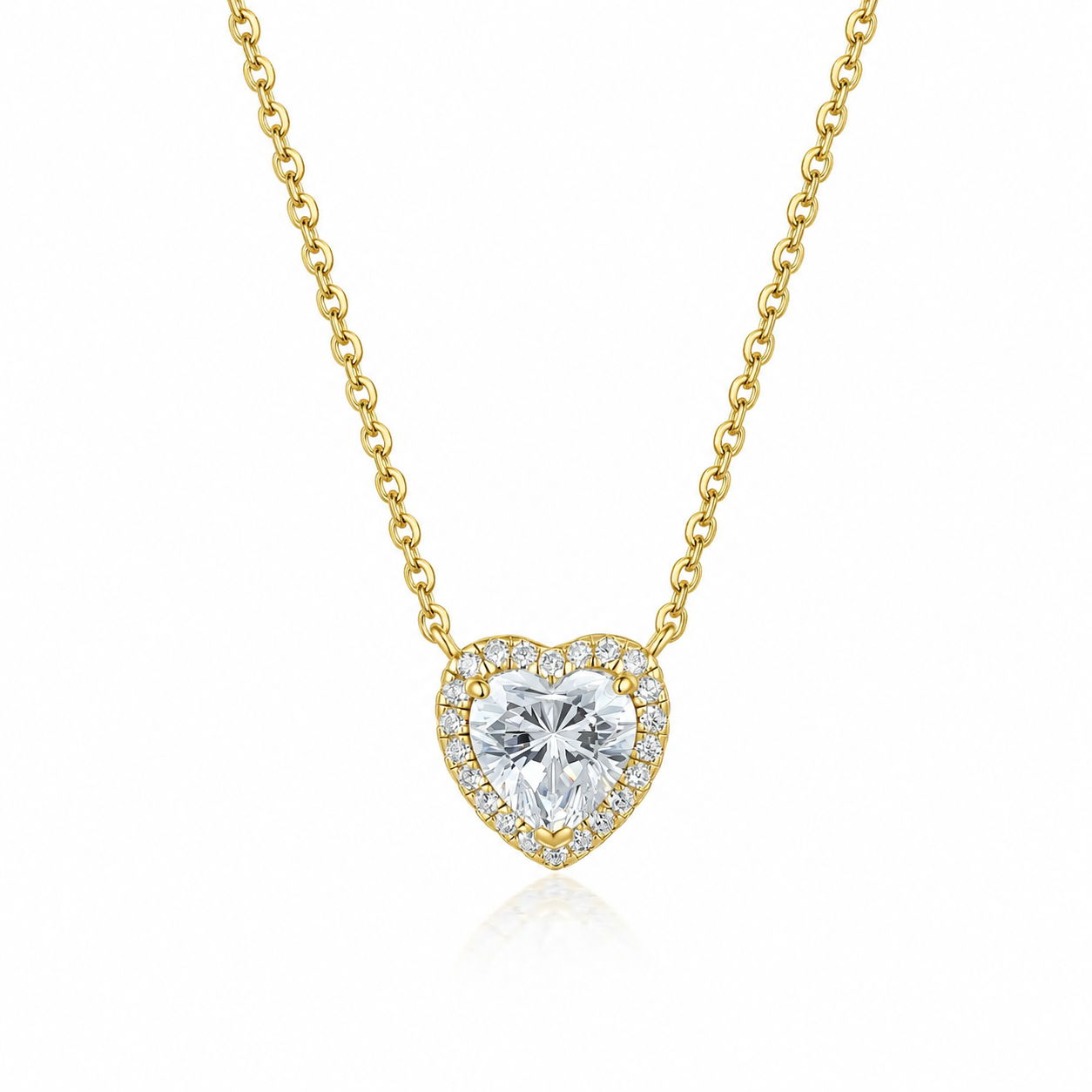 Collar Corazon Halo Oro Amarillo