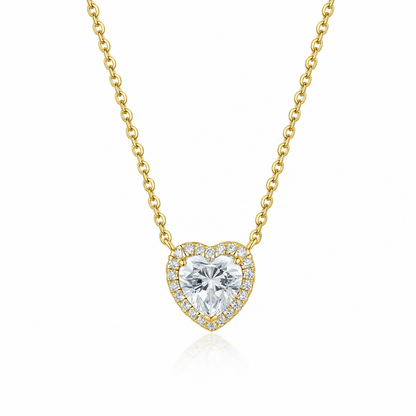 Collar Corazon Halo Oro Amarillo