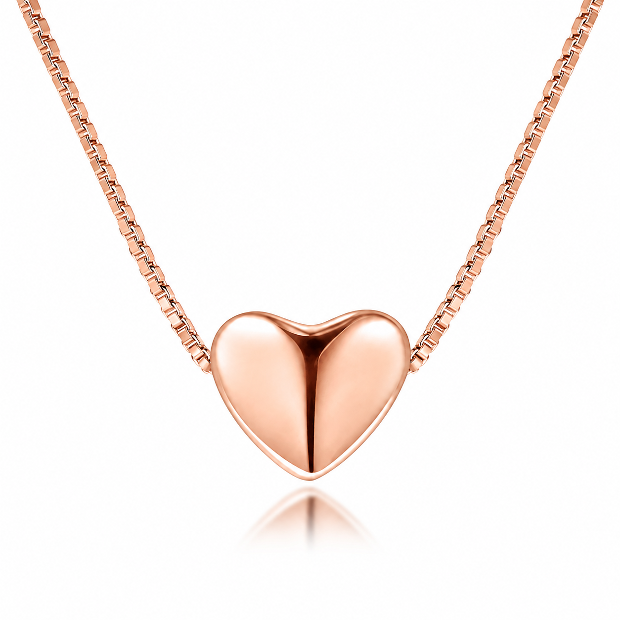 Collar Corazon Liso Oro Rosa