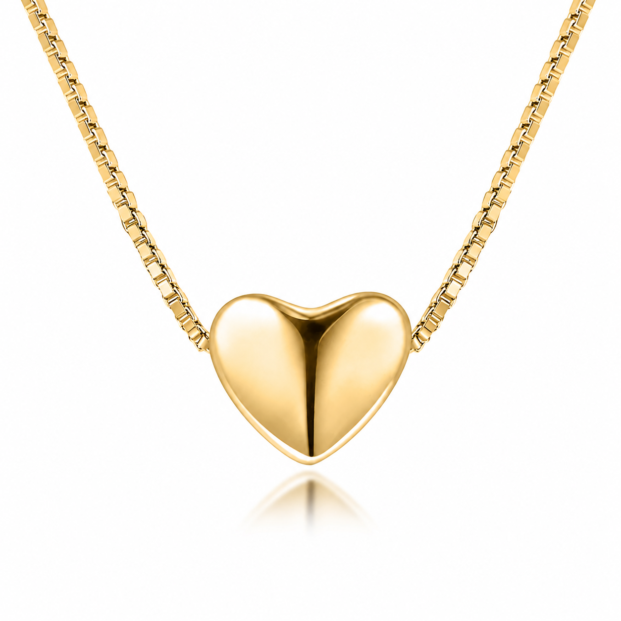 Collar Corazon Liso Oro Amarillo