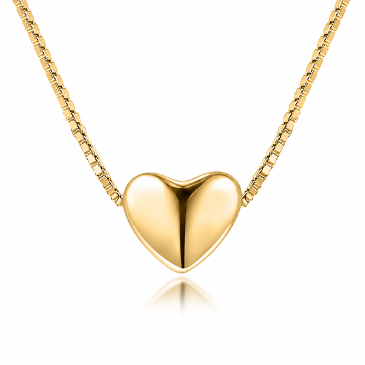 Collar Corazon Liso Oro Amarillo
