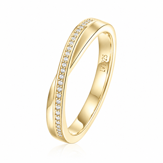 Anillo Matrimonio Entrelazado M Oro Amarillo en plata 925 - Louty Joyería