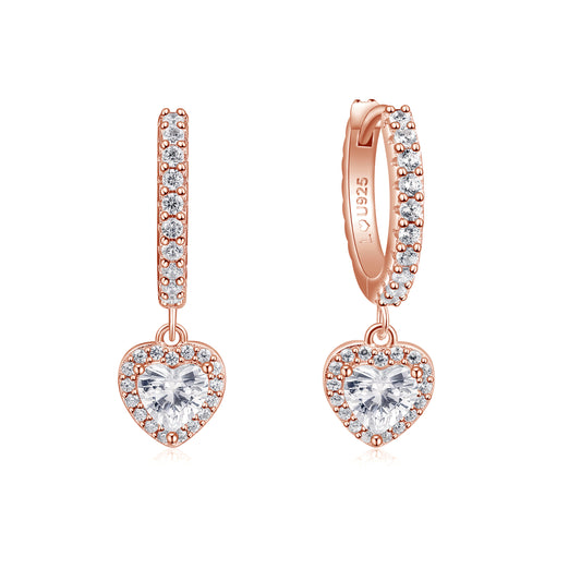 Argollas Corazón Halo Oro Rosa