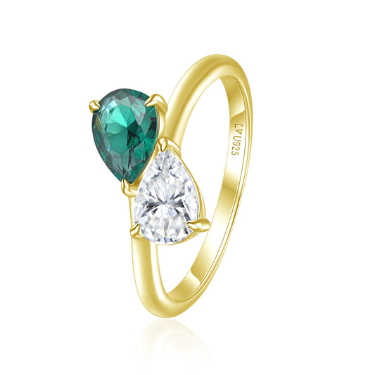 Anillo Doble Pera Oro Amarillo
