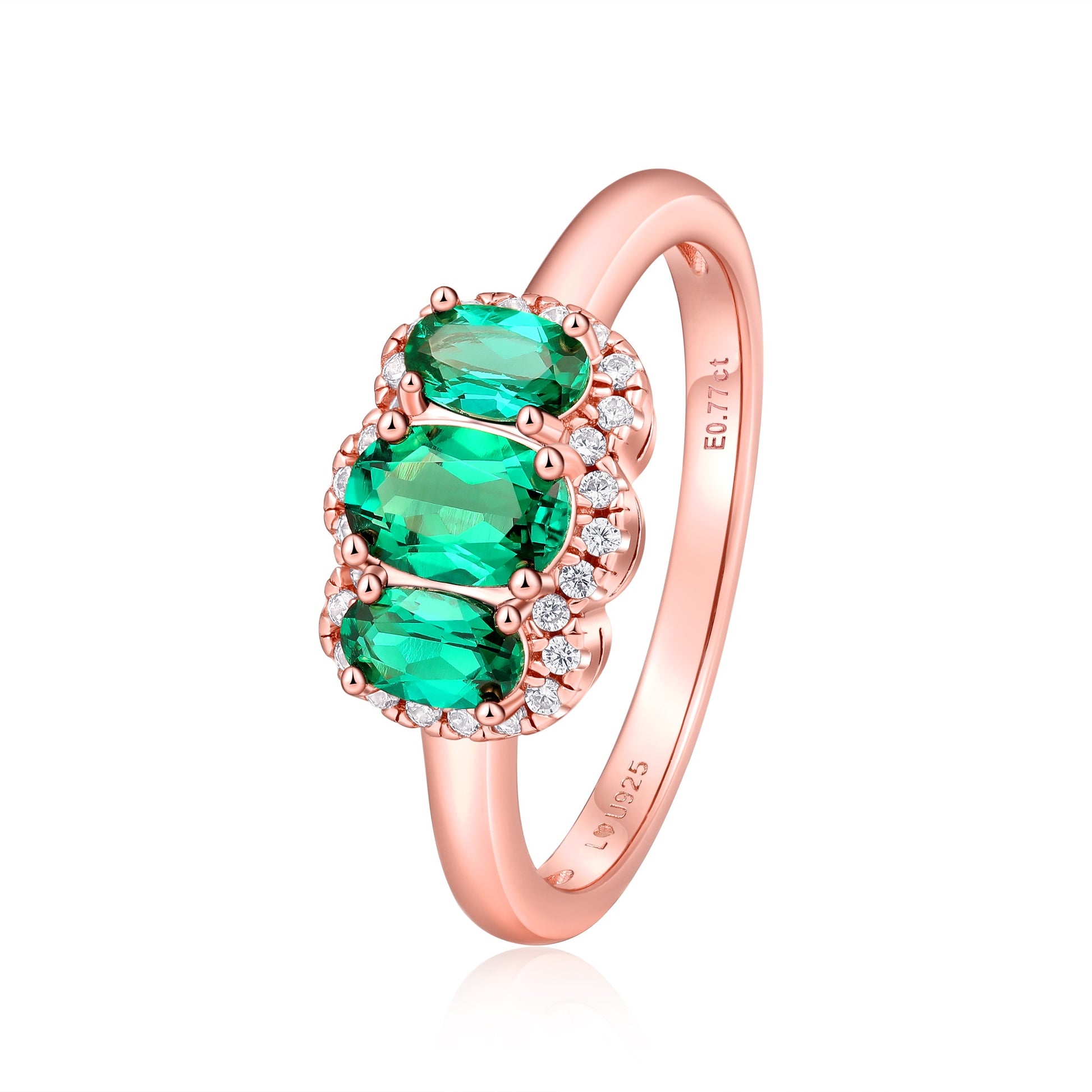 Anillo 3 Esmeraldas en plata 925 - Louty Joyería