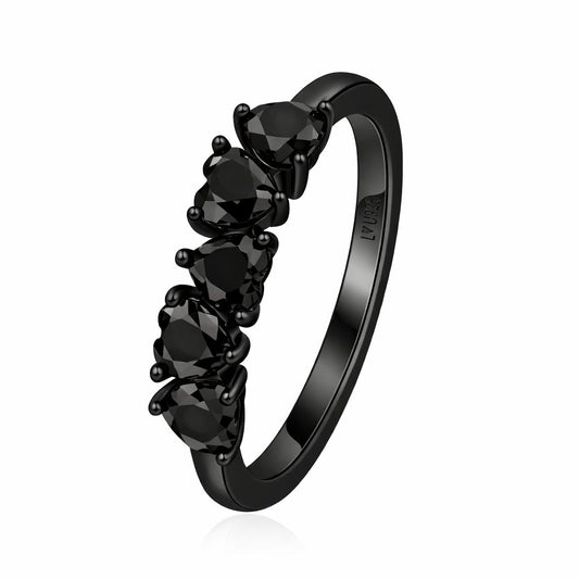 Anillo 5C All Black en plata 925 - Louty Joyería