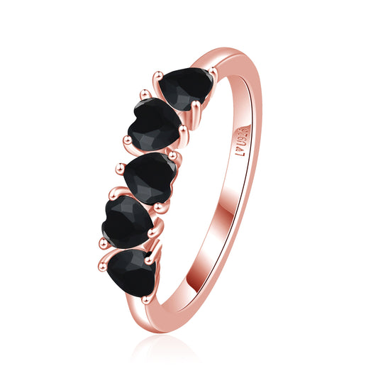 Anillo 5C Piedras Black Oro Rosa en plata 925 - Louty Joyería