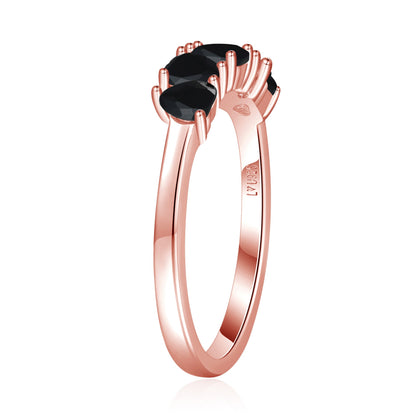 Anillo 5C Piedras Black Oro Rosa en plata 925 - Louty Joyería