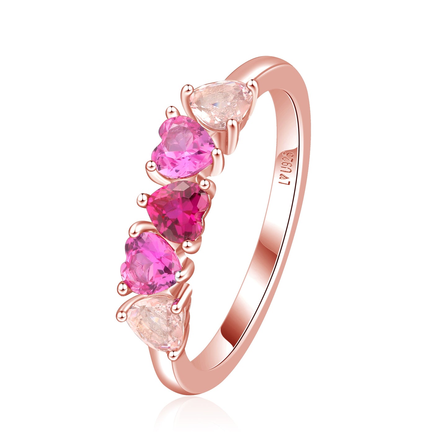 Anillo 5C Piedras Oro Rosa en plata 925 - Louty Joyería