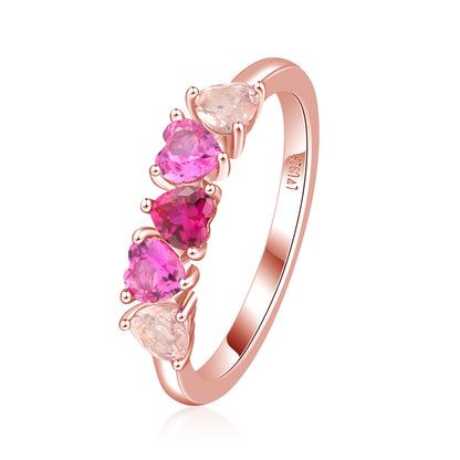 Anillo 5C Piedras Oro Rosa en plata 925 - Louty Joyería