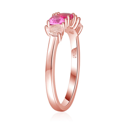 Anillo 5C Piedras Oro Rosa en plata 925 - Louty Joyería
