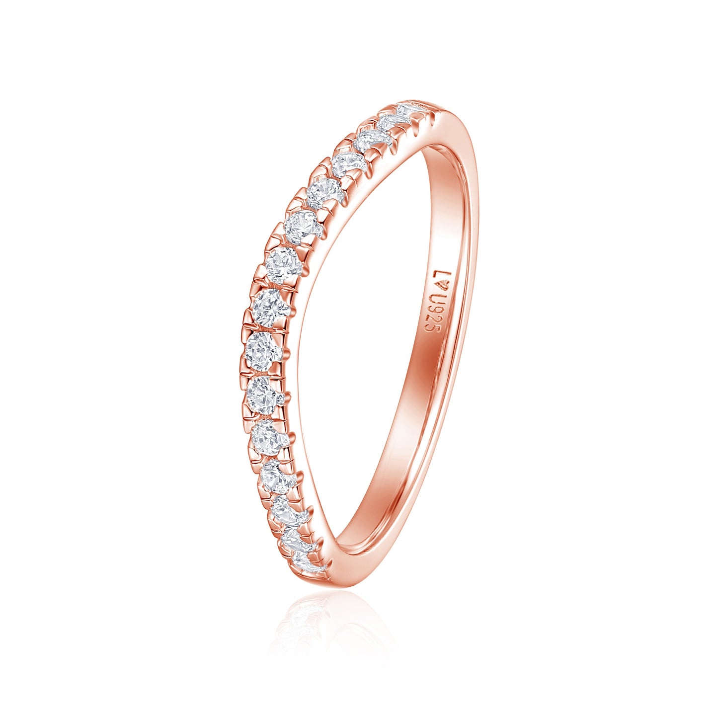 Anillo Cintillo Curvo Half Oro Rosa en plata 925 - Louty Joyería