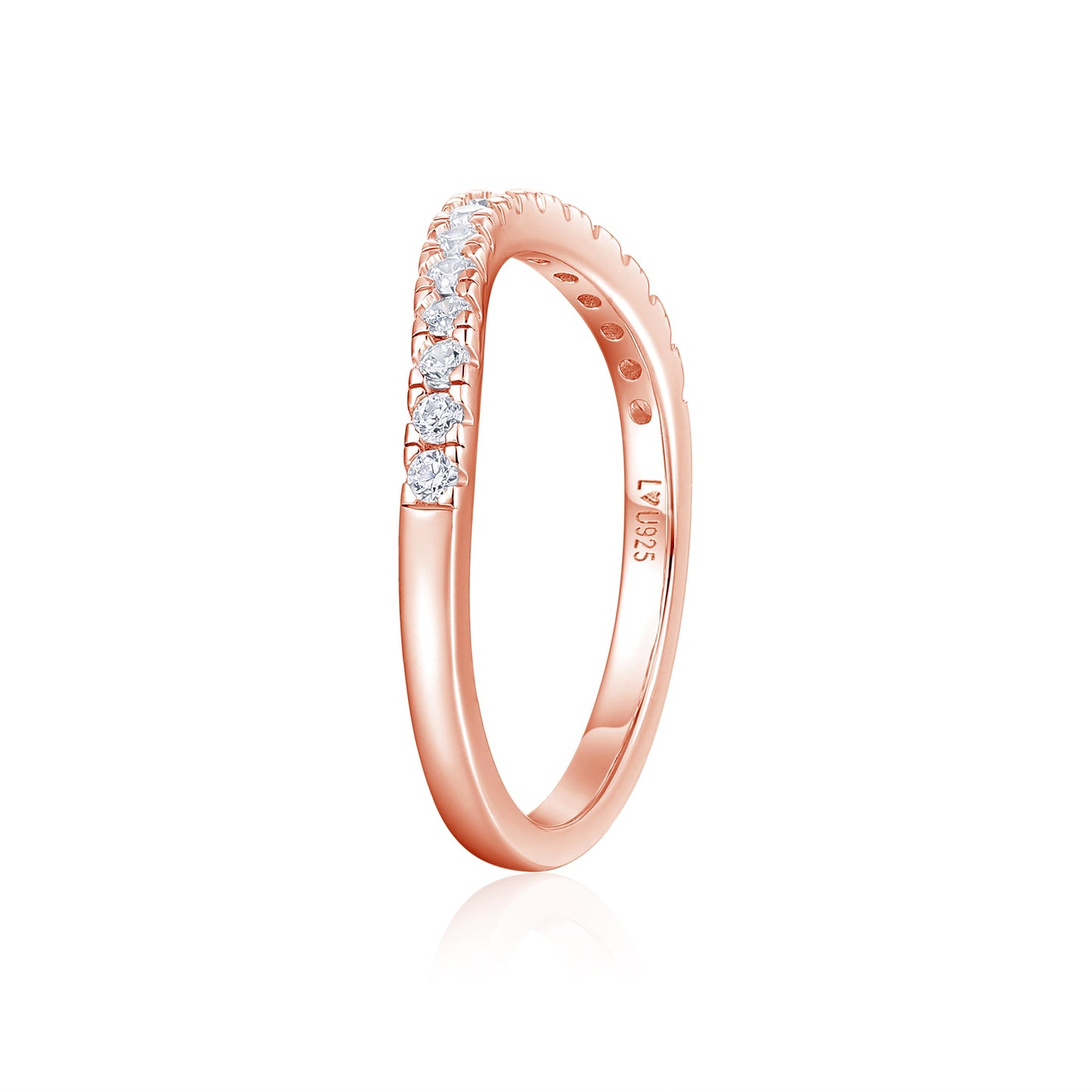 Anillo Cintillo Curvo Half Oro Rosa en plata 925 - Louty Joyería