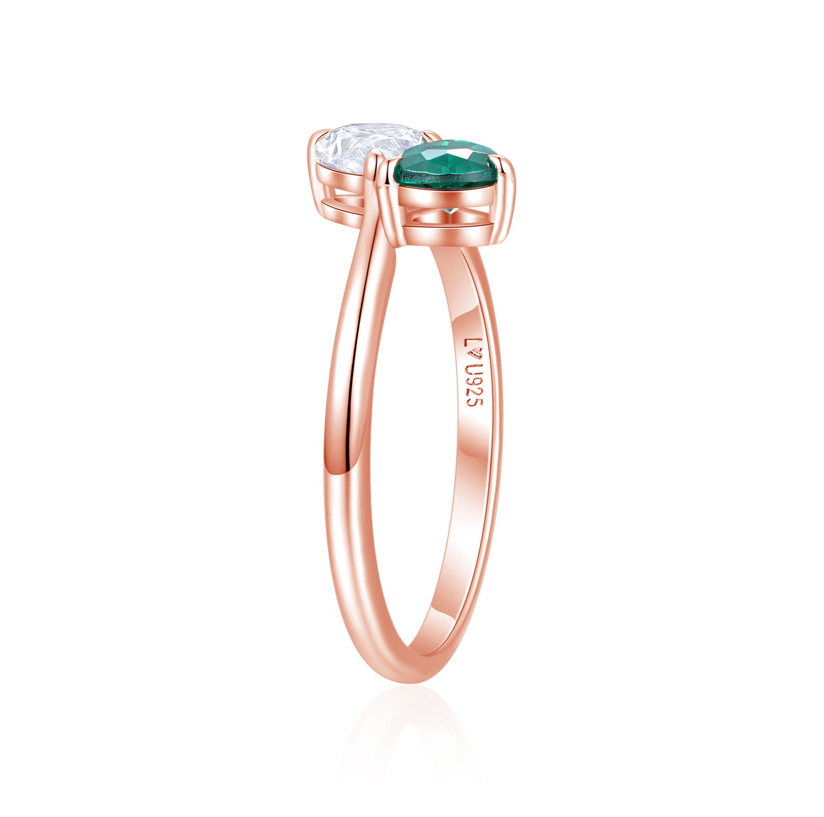Anillo Doble Pera Oro Rosa en plata 925 - Louty Joyería