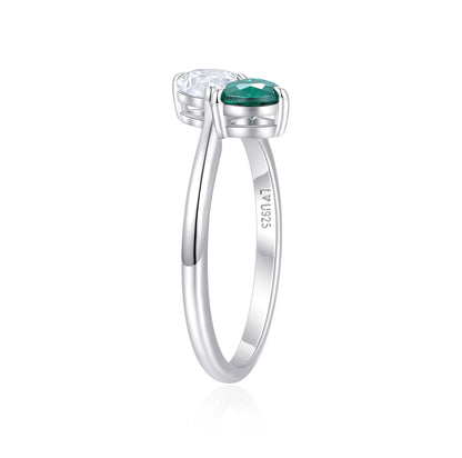 Anillo Doble Pera en plata 925 - Louty Joyería