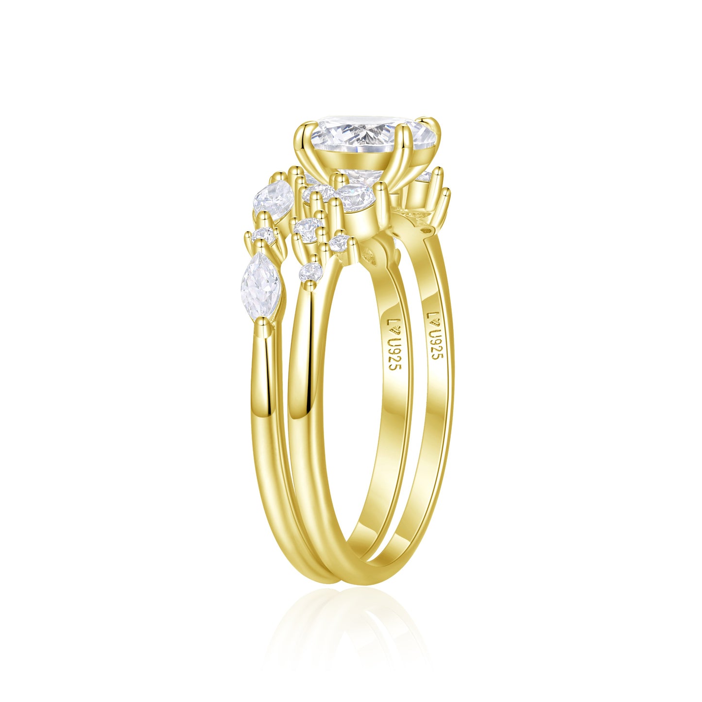 Anillo Duo Celestial Oro Amarillo en plata 925 - Louty Joyería