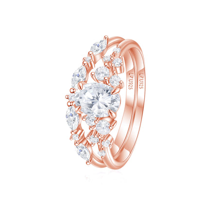 Anillo Duo Celestial Oro Rosa en plata 925 - Louty Joyería