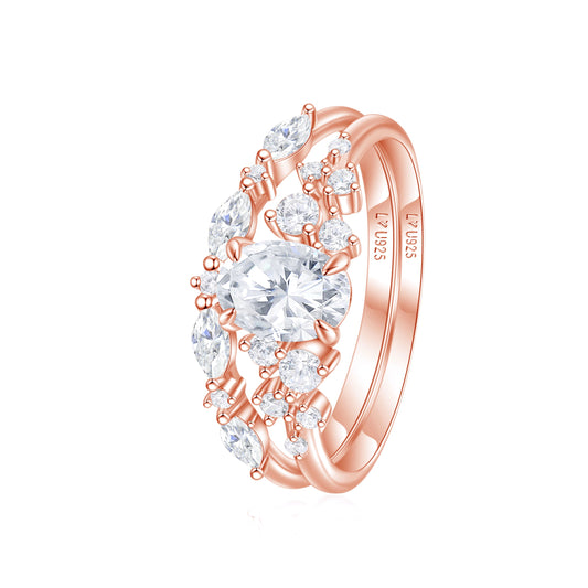 Anillo Duo Celestial Oro Rosa en plata 925 - Louty Joyería