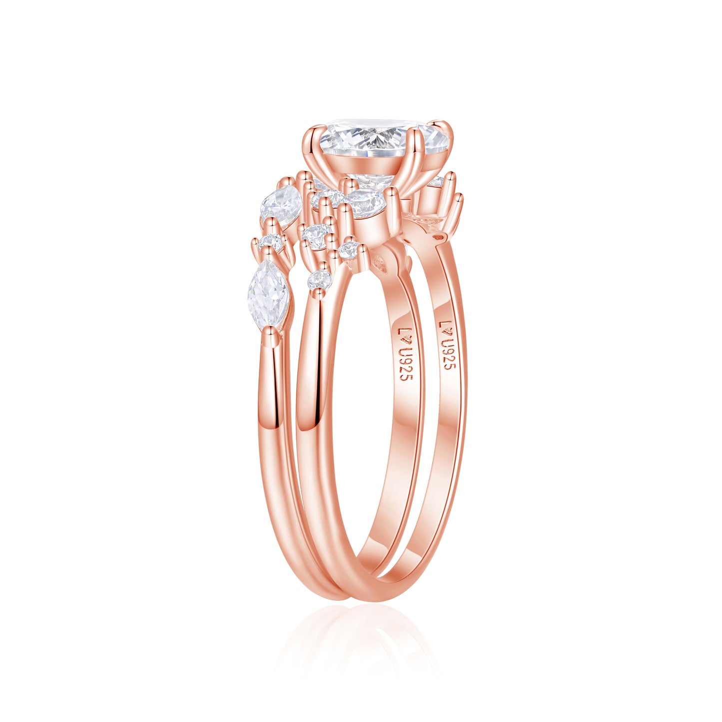 Anillo Duo Celestial Oro Rosa en plata 925 - Louty Joyería