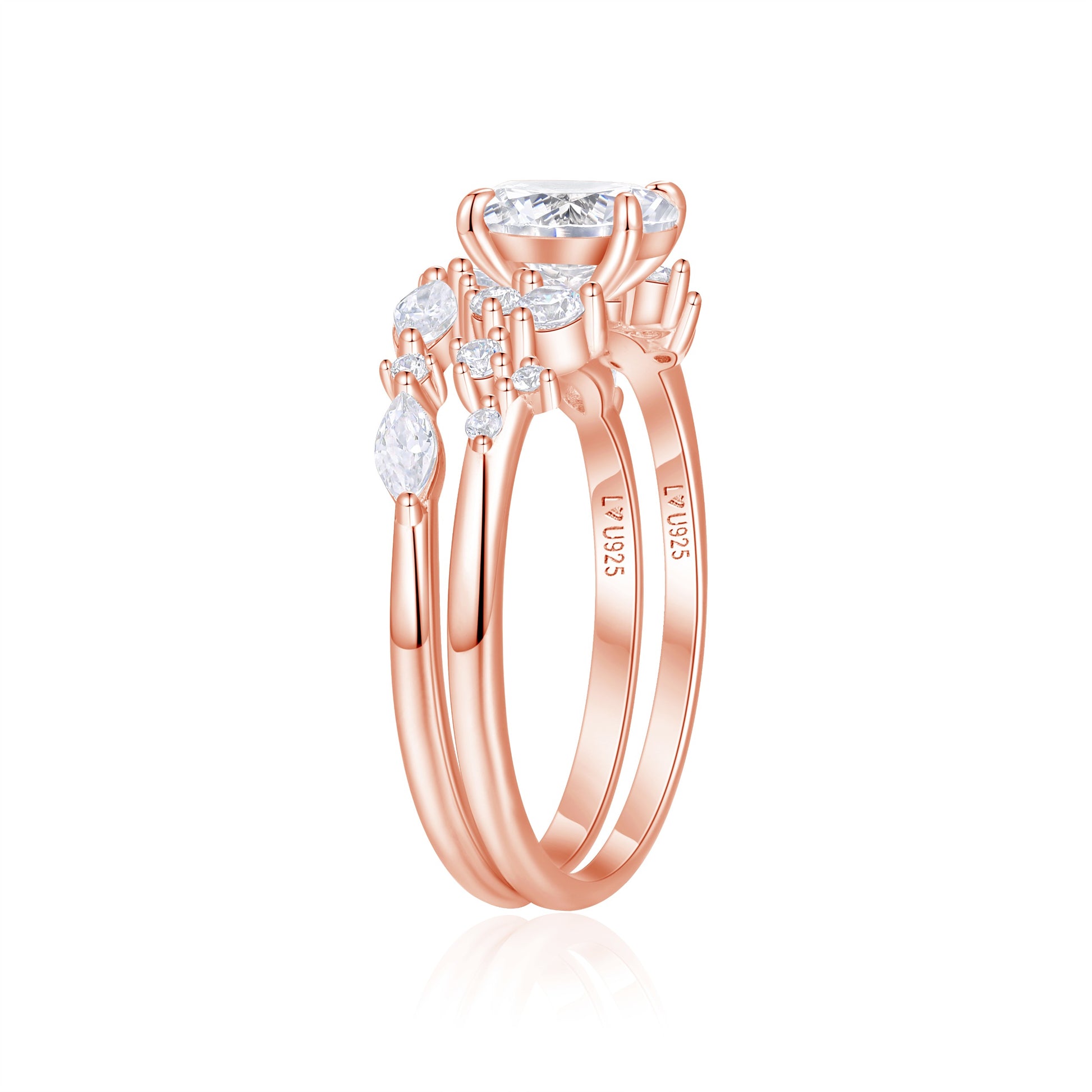 Anillo Duo Celestial Oro Rosa en plata 925 - Louty Joyería