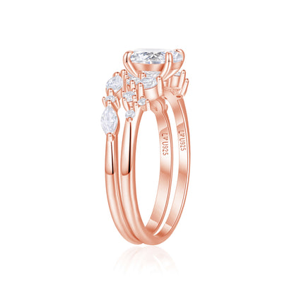 Anillo Duo Celestial Oro Rosa en plata 925 - Louty Joyería