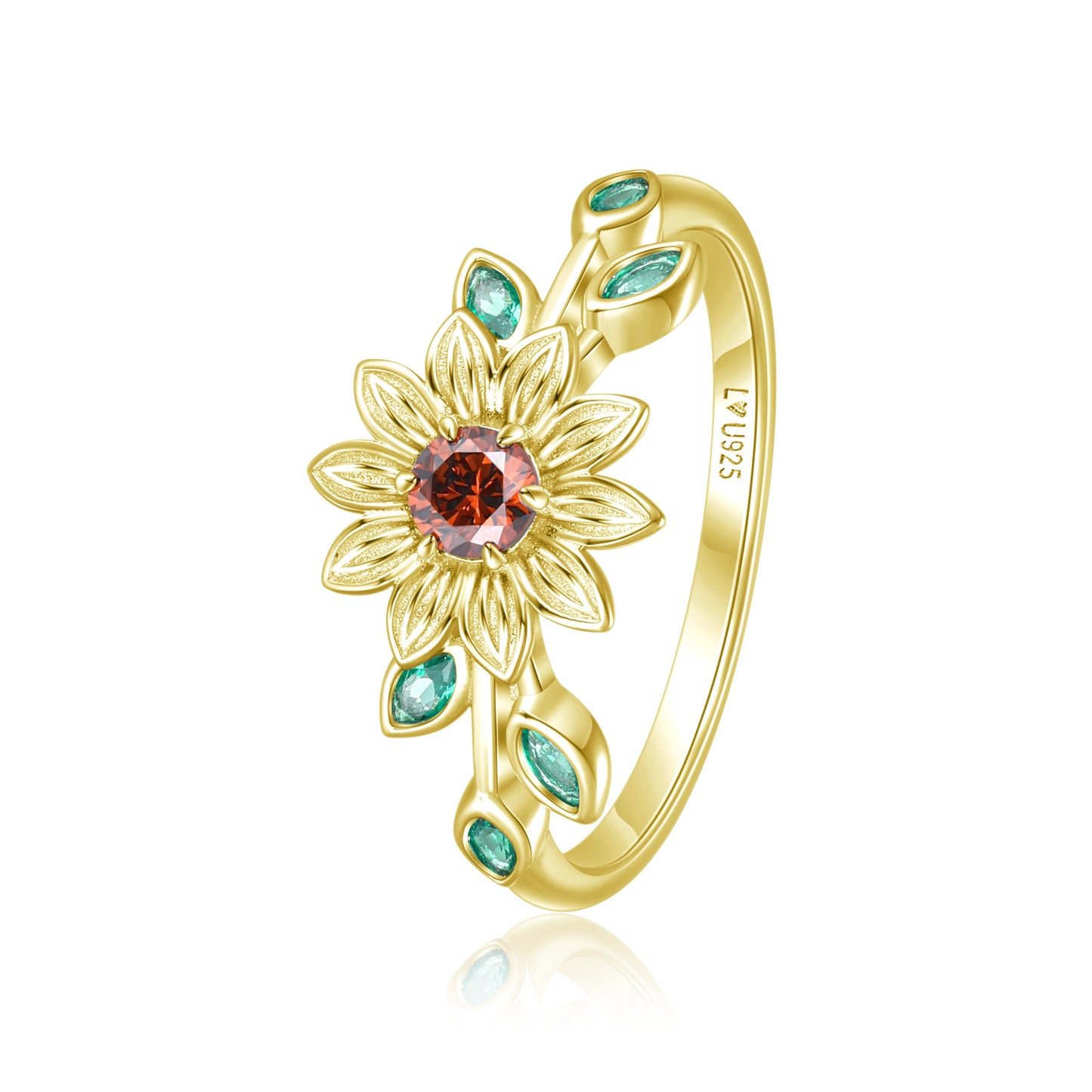 Anillo Girasol Oro Amarillo en plata 925 - Louty Joyería