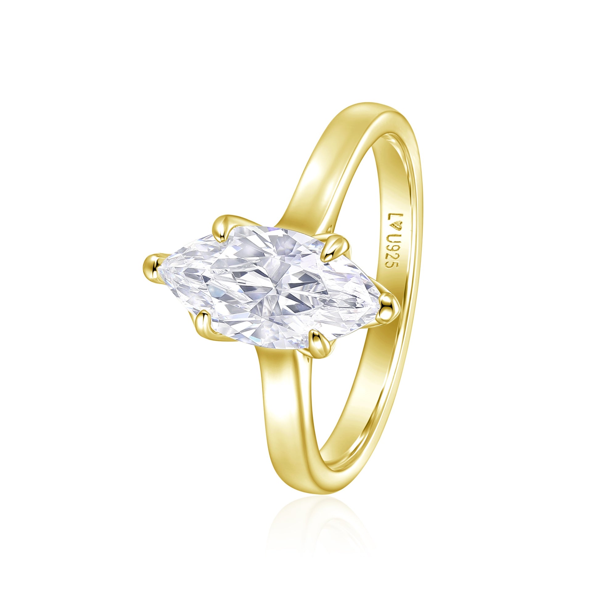 Anillo Marquise Oro Amarillo en plata 925 - Louty Joyería