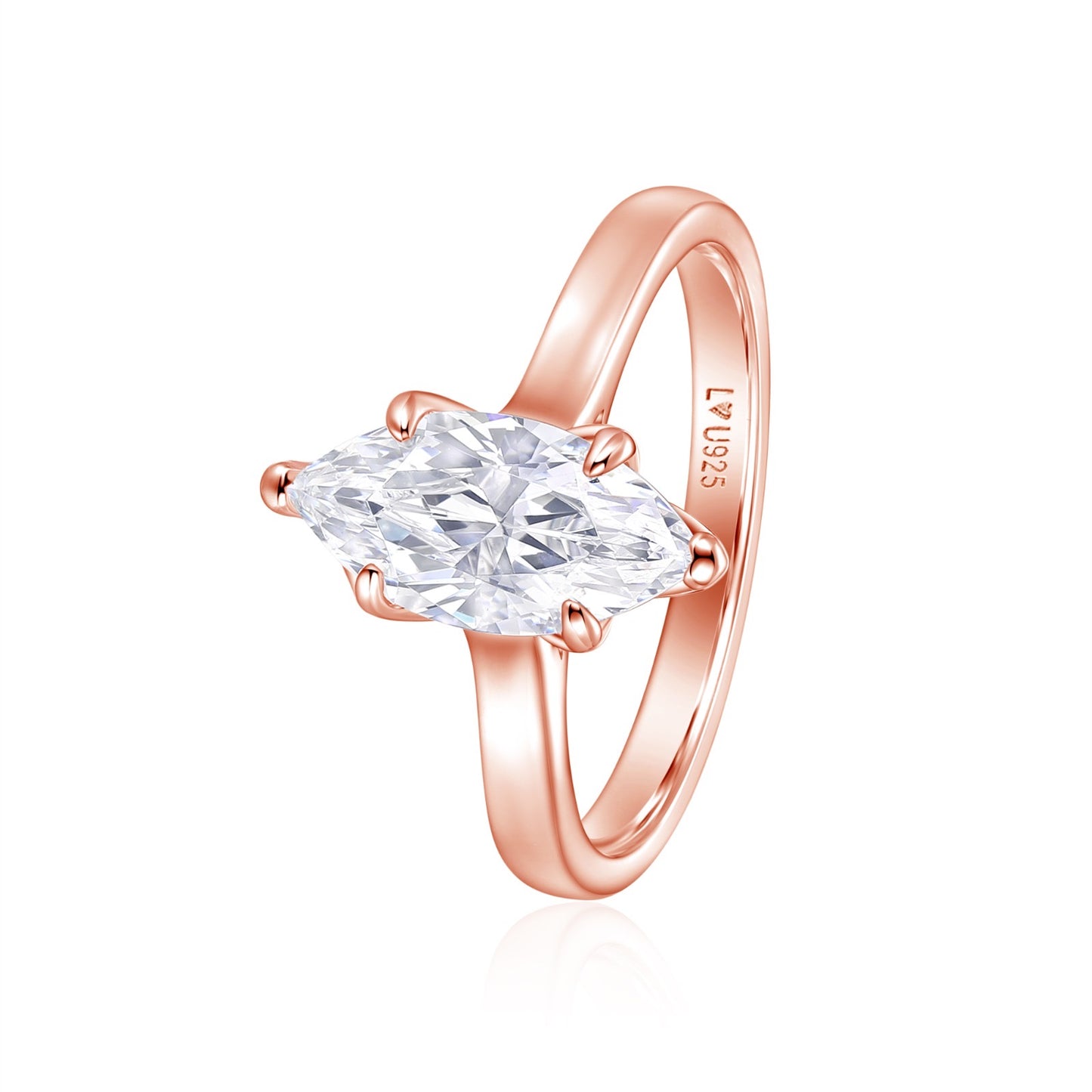 Anillo Marquise Oro Rosa en plata 925 - Louty Joyería