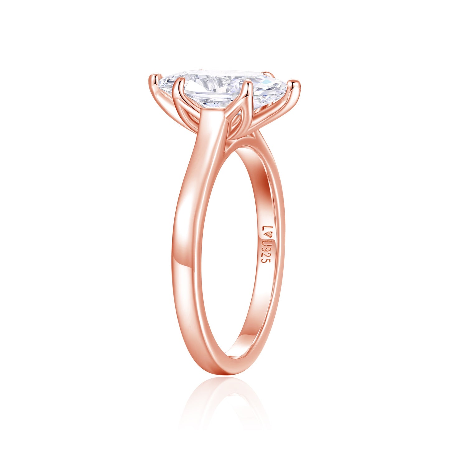 Anillo Marquise Oro Rosa en plata 925 - Louty Joyería
