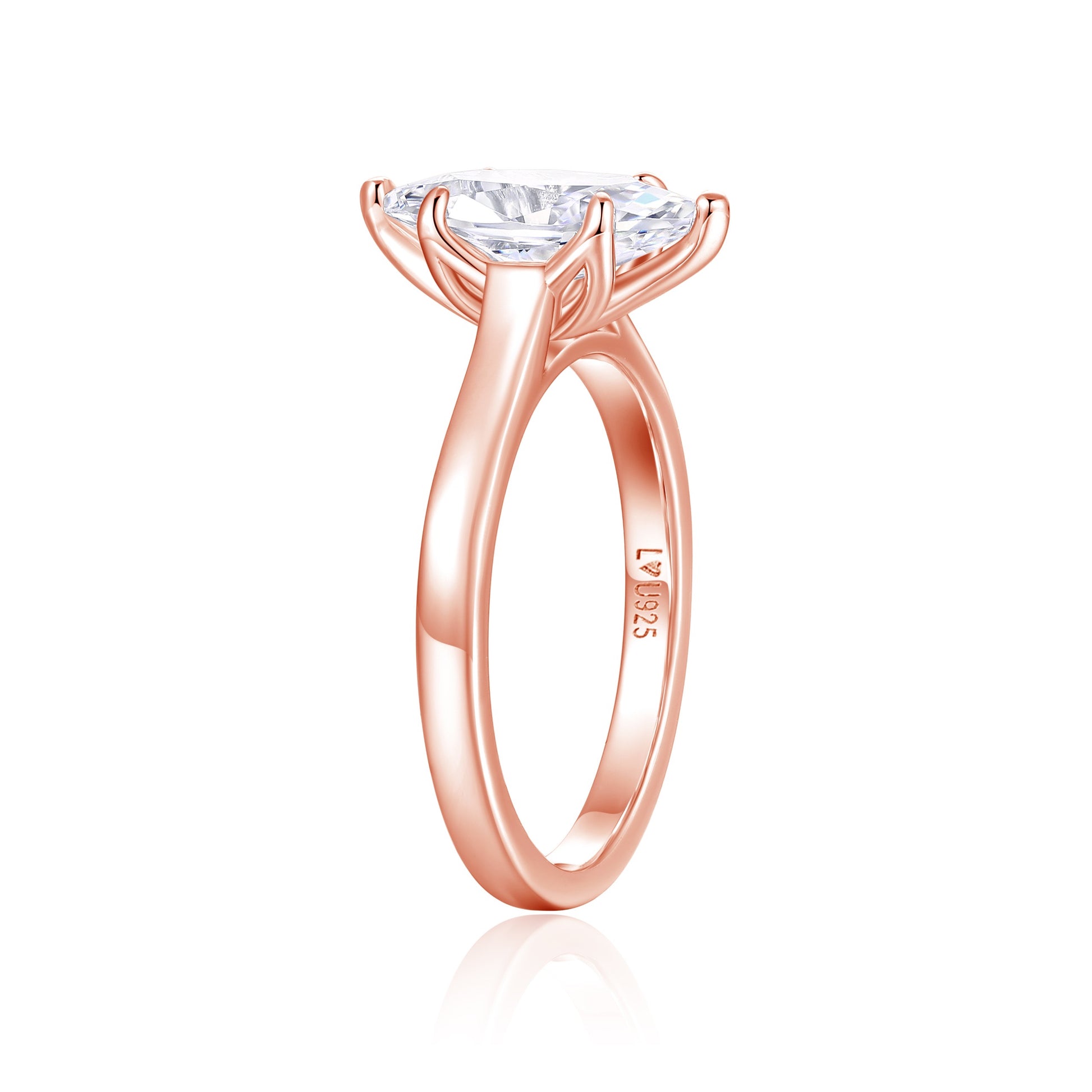 Anillo Marquise Oro Rosa en plata 925 - Louty Joyería
