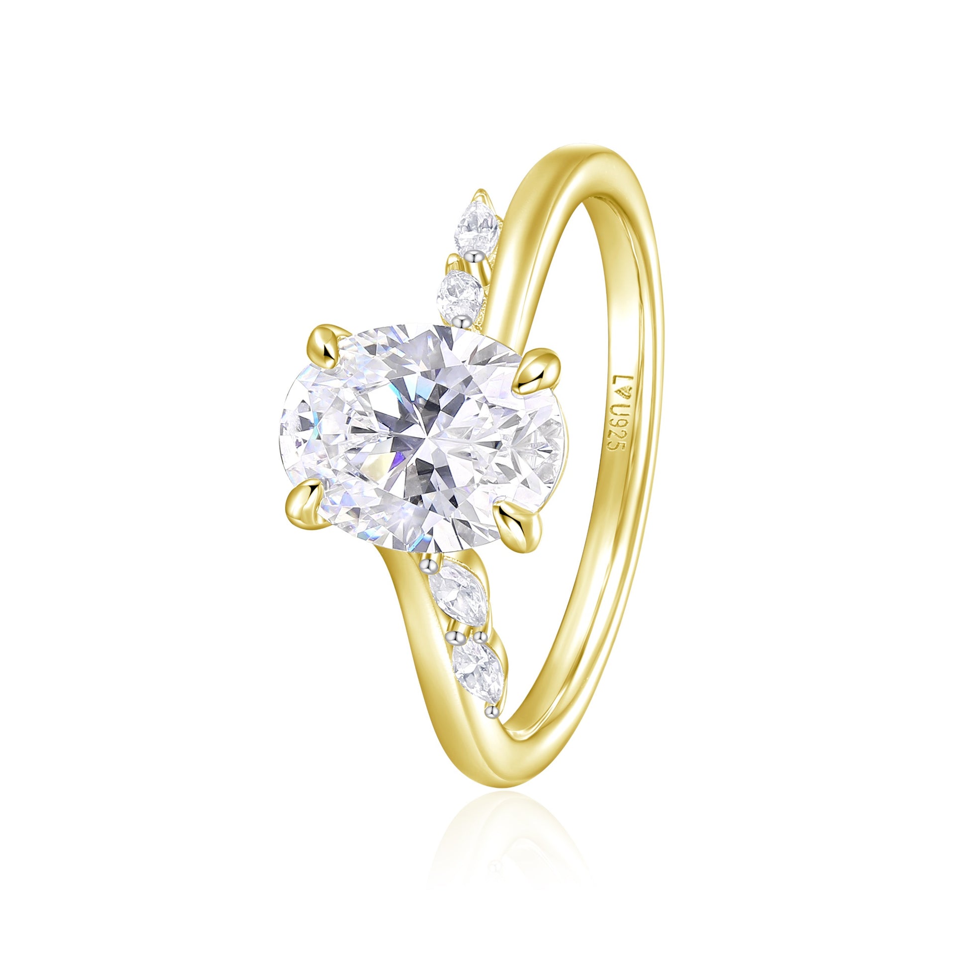 Anillo Oval Royal Oro Amarillo en plata 925 - Louty Joyería