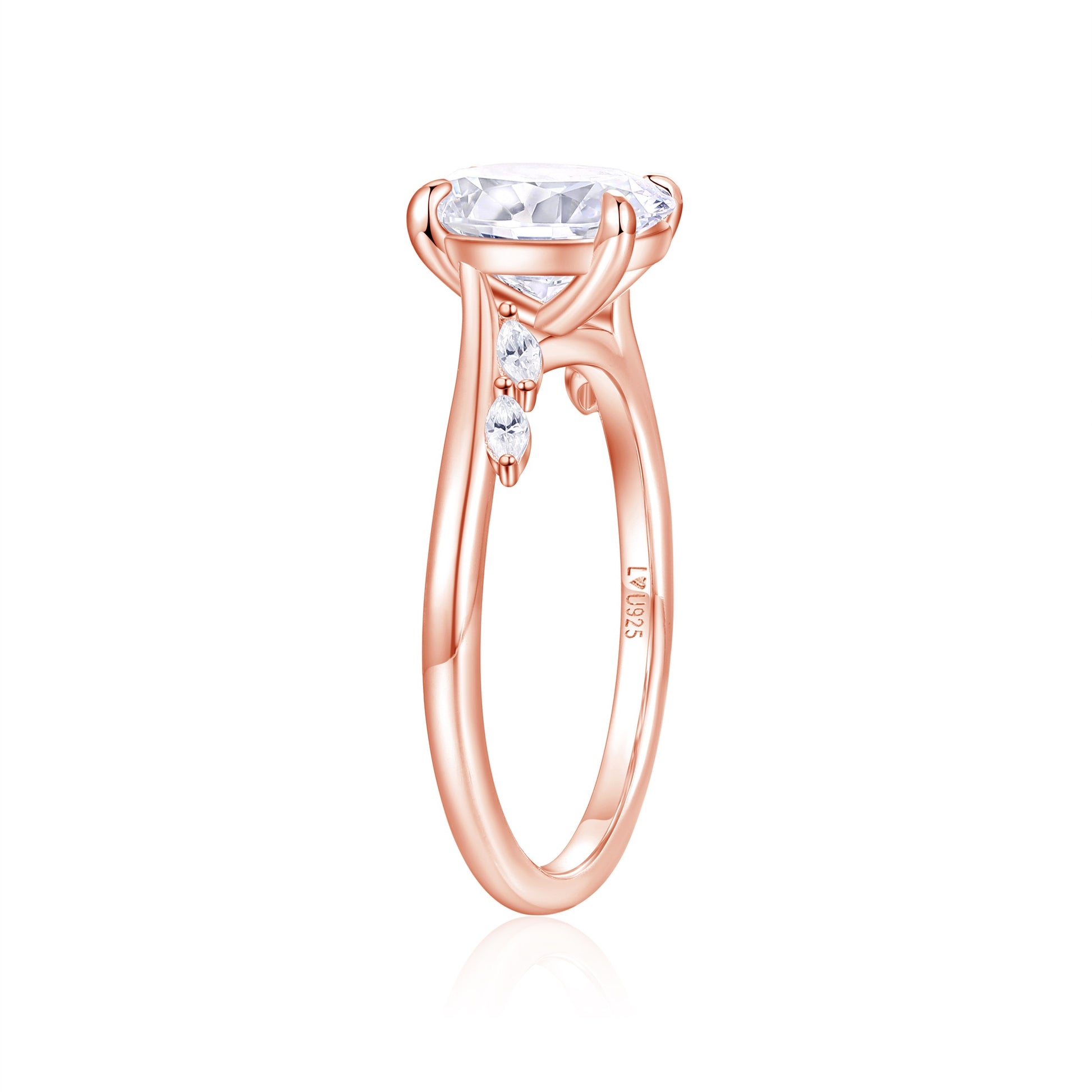 Anillo Oval Royal Oro Rosa en plata 925 - Louty Joyería