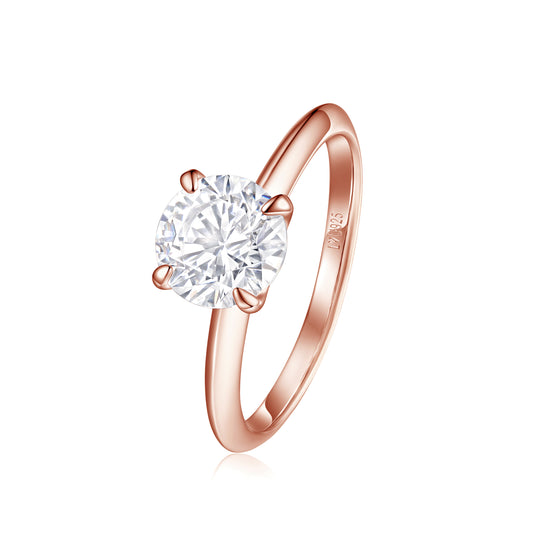 Anillo Solitario Oro Rosa en plata 925 - Louty Joyería
