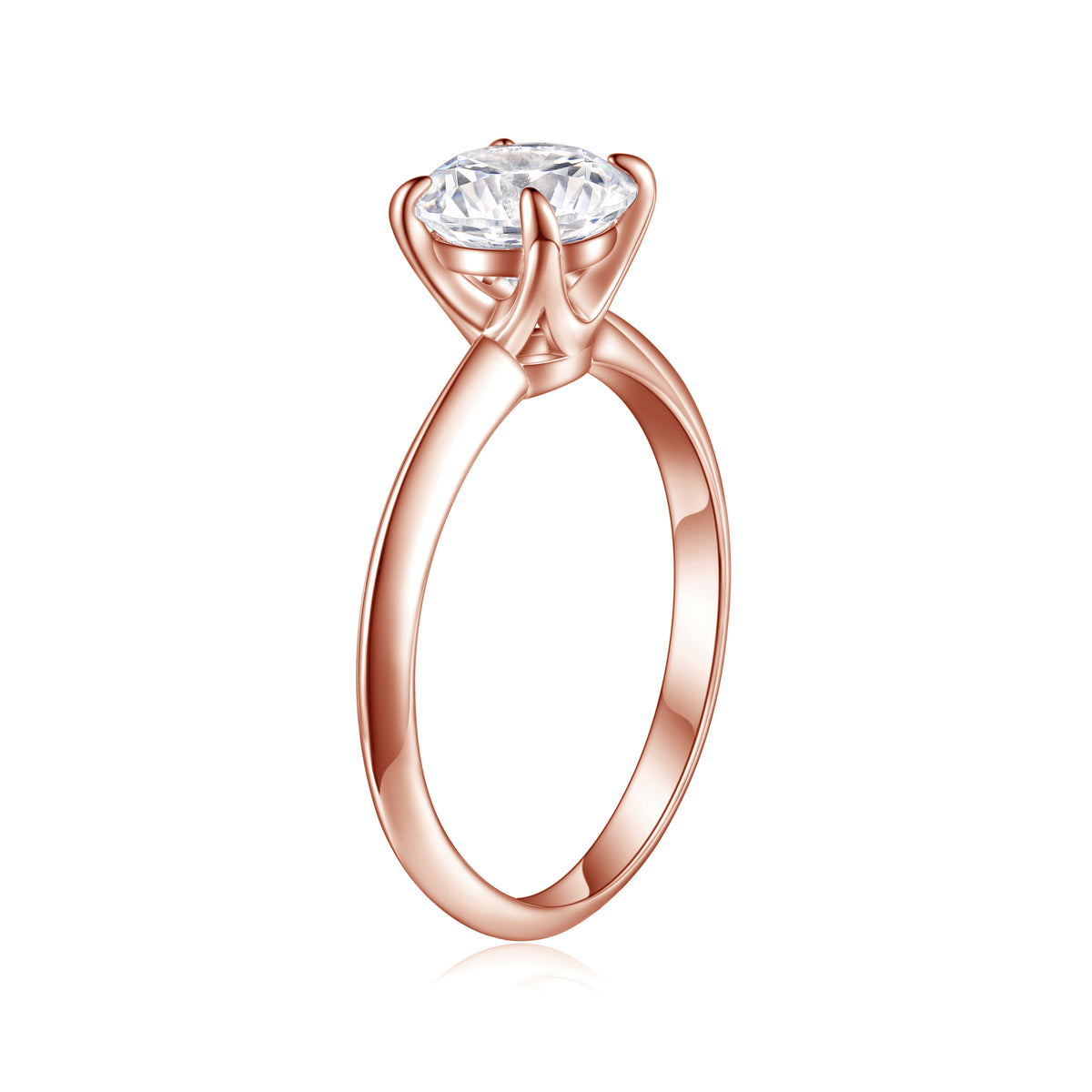 Anillo Solitario Oro Rosa en plata 925 - Louty Joyería