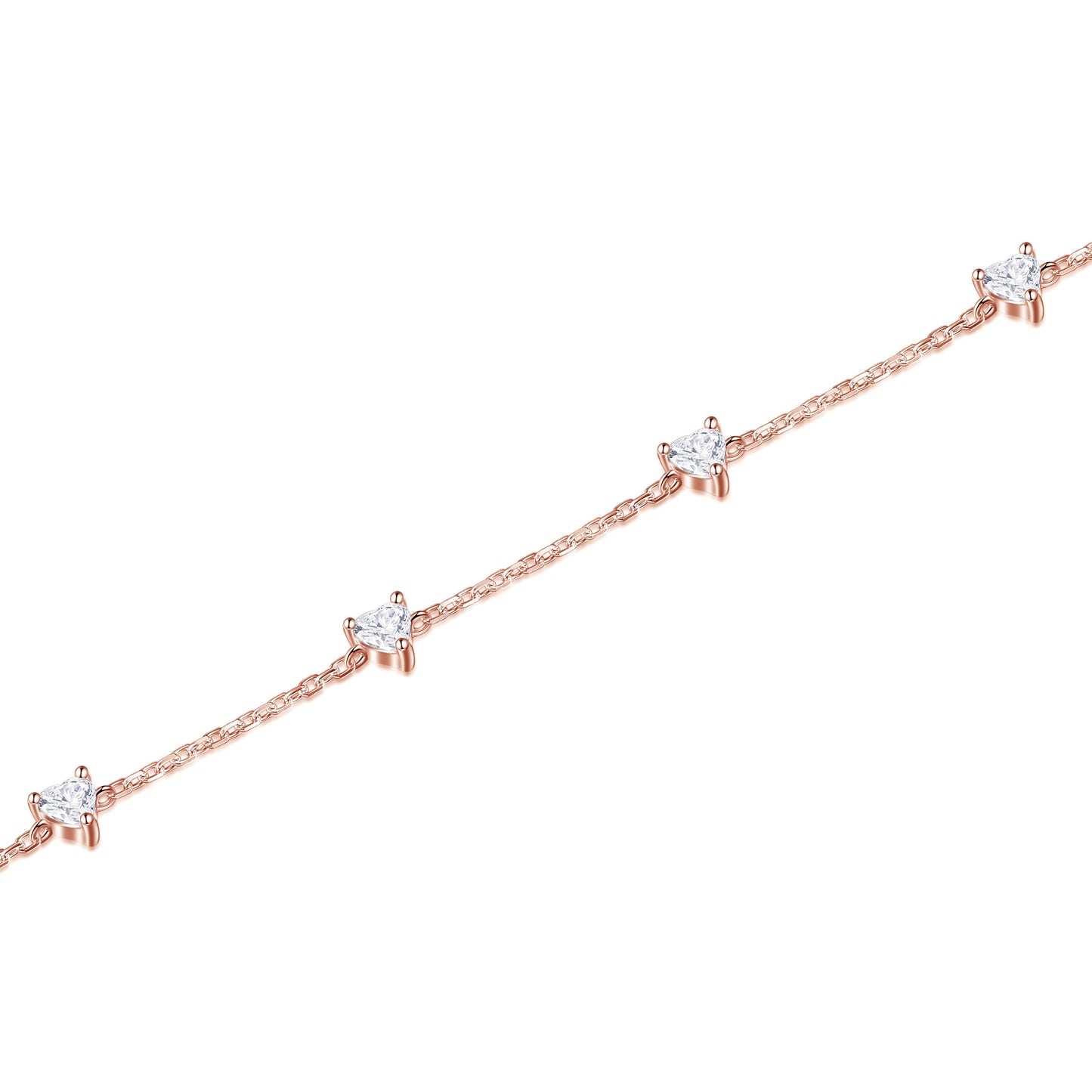 Pulsera 5 Corazones Oro Rosa en plata 925 - Louty Joyería