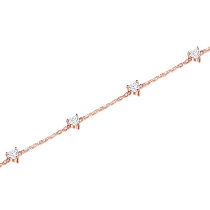 Pulsera 5 Corazones Oro Rosa en plata 925 - Louty Joyería